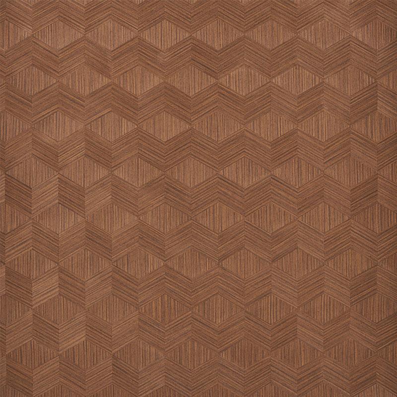 Schumacher Chevron Inlay Walnut Wallpaper