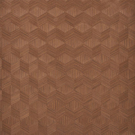 Schumacher Chevron Inlay Walnut Wallpaper
