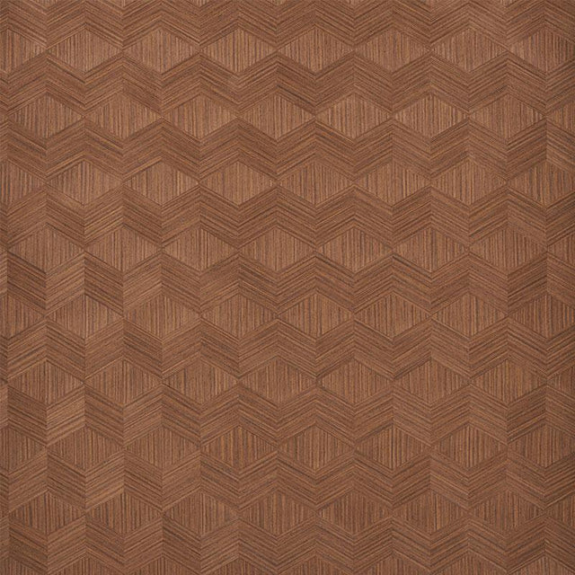 Schumacher Chevron Inlay Walnut Wallpaper