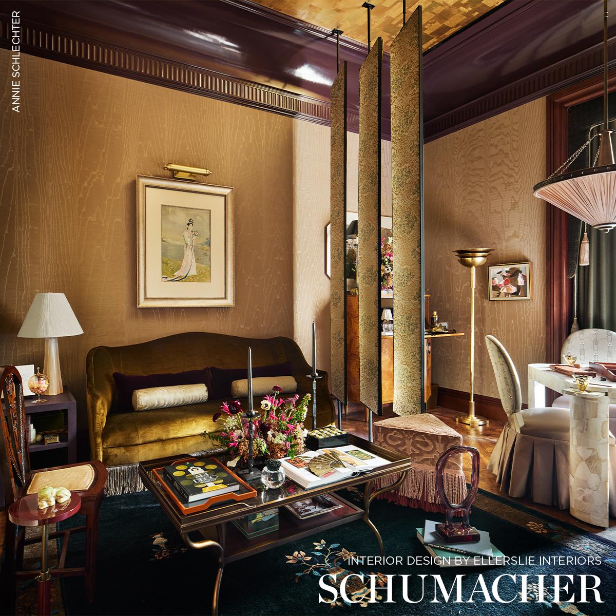 Schumacher Moiré Wallcovering Fawn Wallpaper