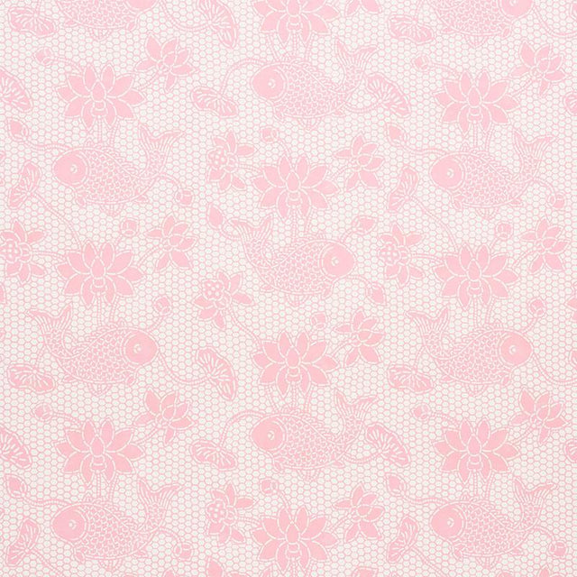 Schumacher Lotus Batik Pink Wallpaper