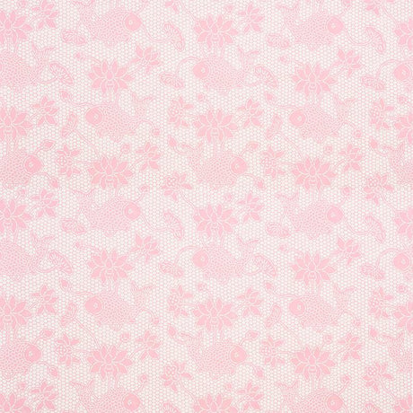 Schumacher Lotus Batik Pink Wallpaper