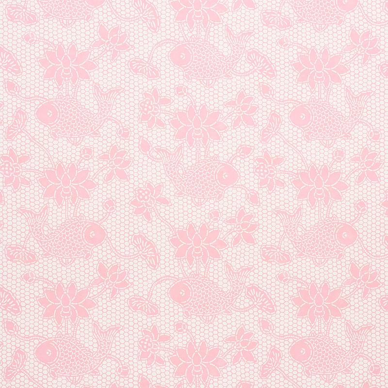 Schumacher Lotus Batik Pink Wallpaper