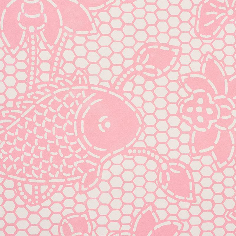 Schumacher Lotus Batik Pink Wallpaper