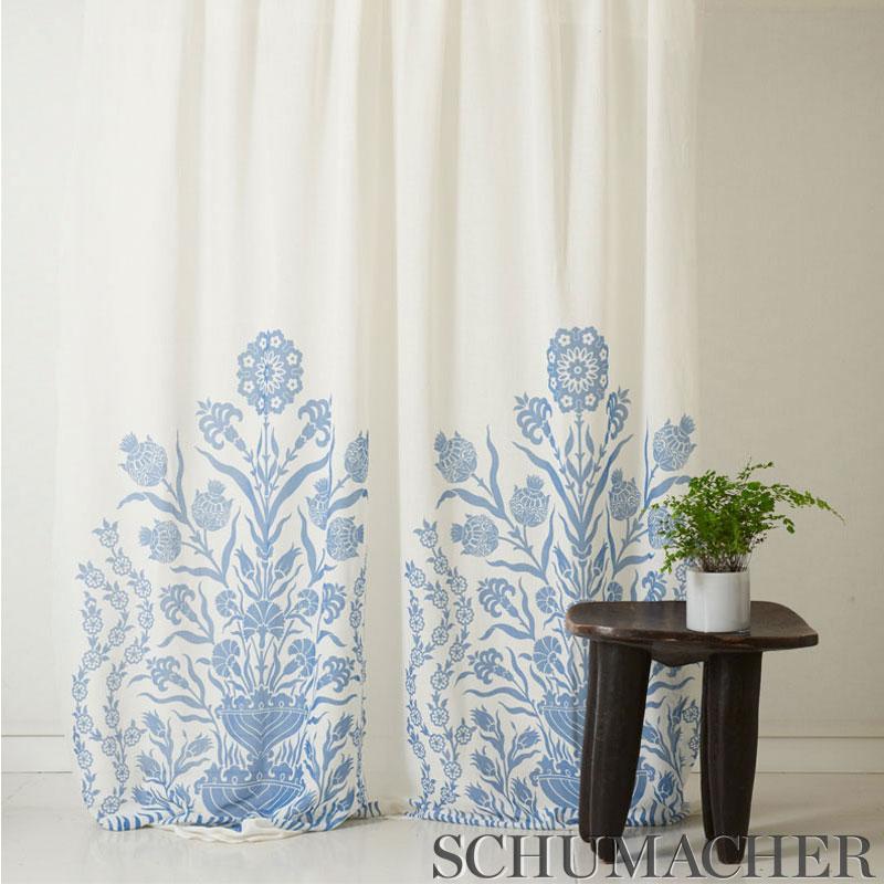 Schumacher Iznik Sheer Blue Fabric