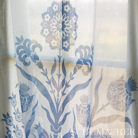 Schumacher Iznik Sheer Blue Fabric
