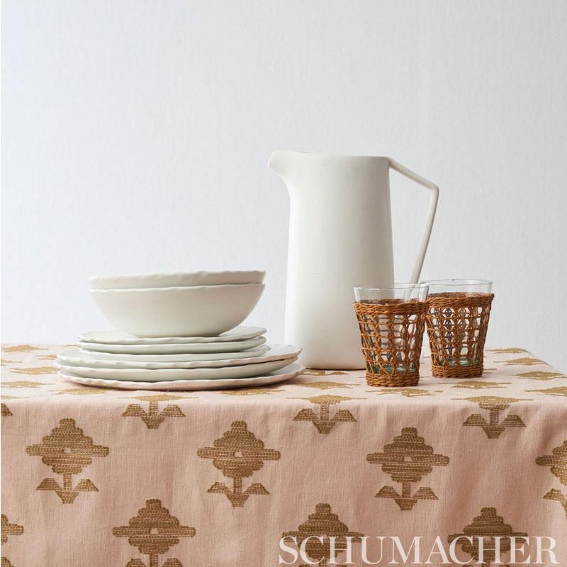 Schumacher Rubia Embroidery Blush Fabric