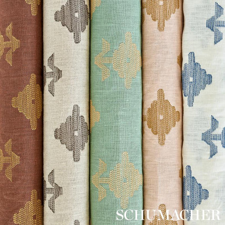Schumacher Rubia Embroidery Blush Fabric
