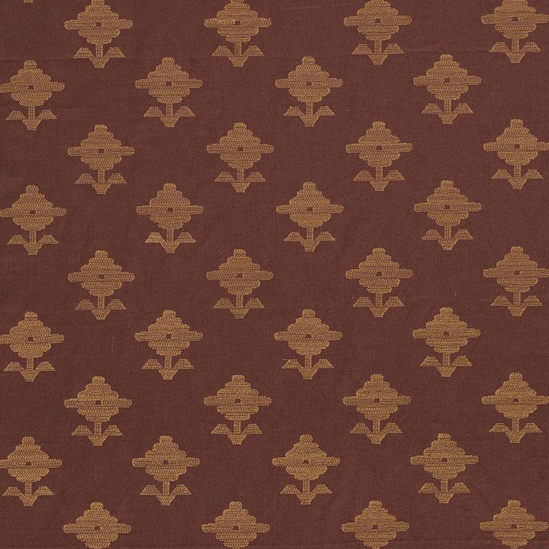 Schumacher Rubia Embroidery Umber Fabric