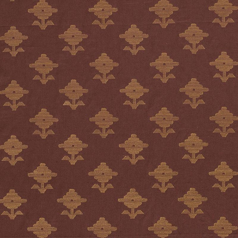 Schumacher Rubia Embroidery Umber Fabric