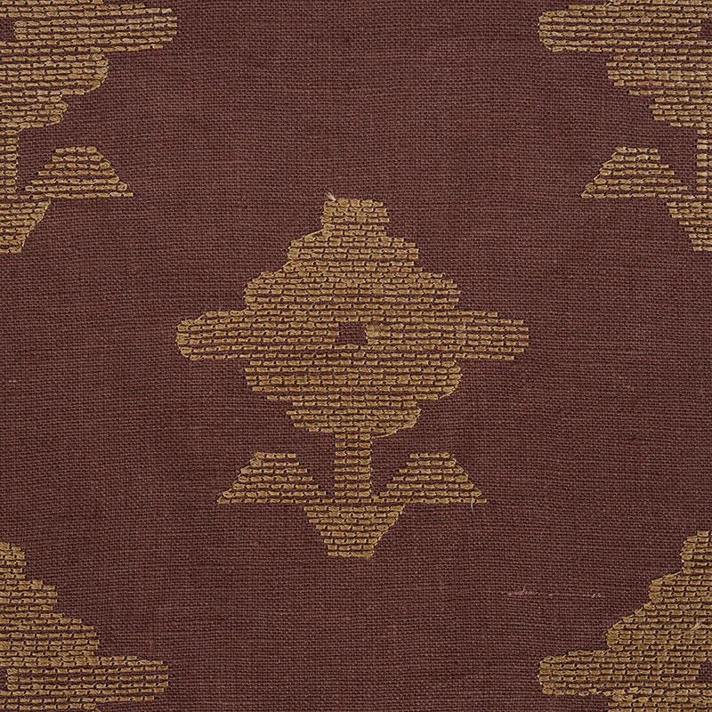 Schumacher Rubia Embroidery Umber Fabric