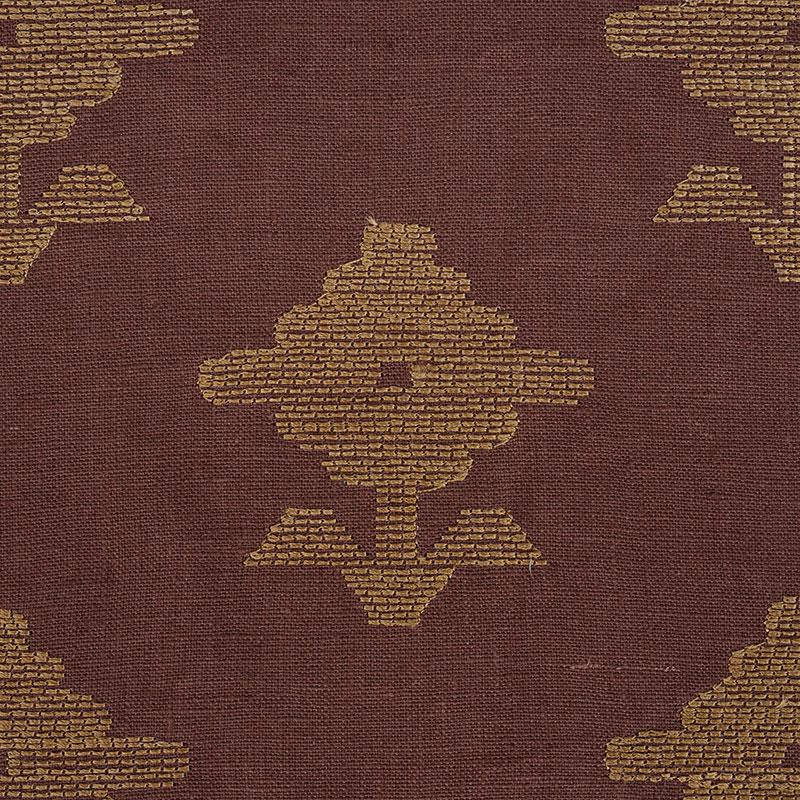 Schumacher Rubia Embroidery Umber Fabric