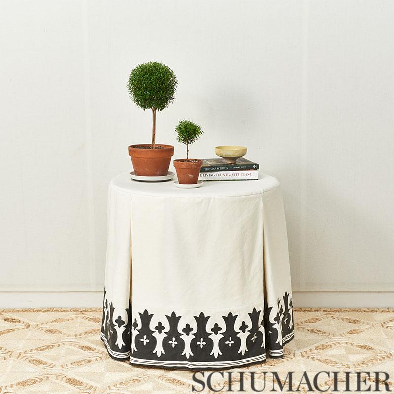 Schumacher Bergama Appliqu White & Ivory Fabric