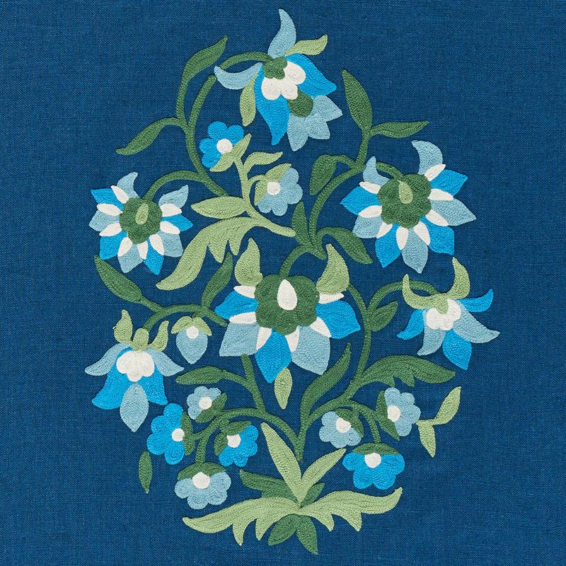 Schumacher Antalya Medallion Embroidery Aegean Fabric