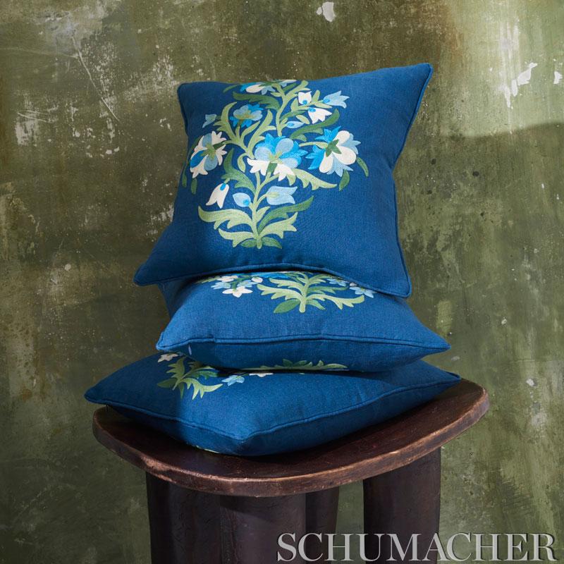 Schumacher Antalya Medallion Embroidery Garnet Fabric