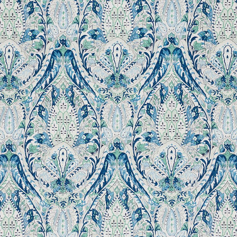 Schumacher Layla Paisley Blue & Green Fabric