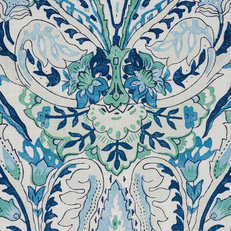 Schumacher Layla Paisley Blue & Green Fabric