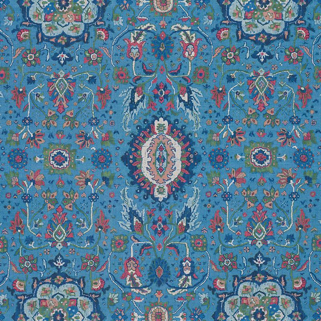 Schumacher Jahanara Carpet Peacock Fabric