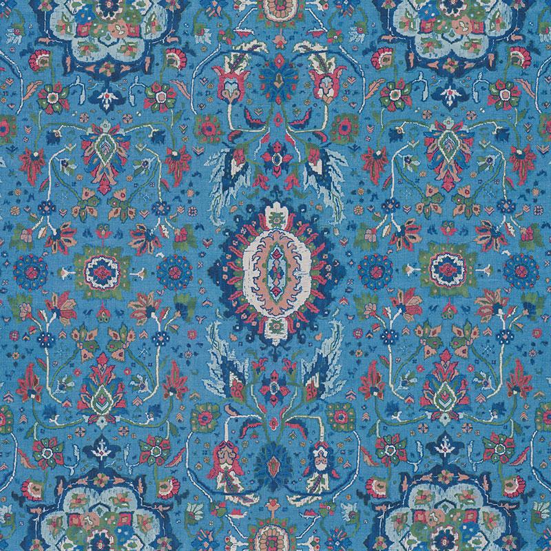 Schumacher Jahanara Carpet Peacock Fabric