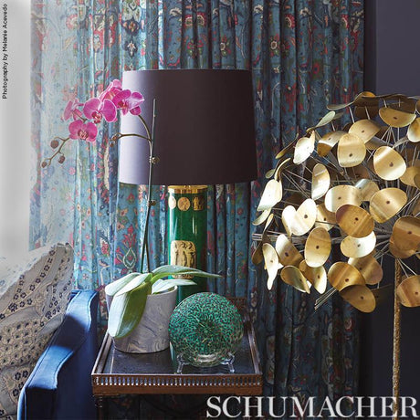 Schumacher Jahanara Carpet Peacock Fabric