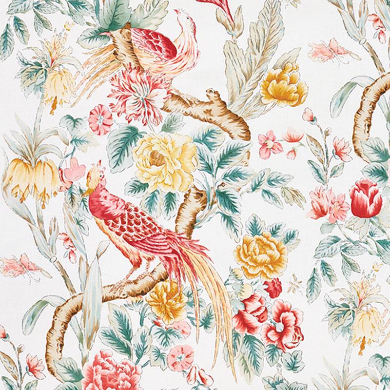 Schumacher Majestic Garden Rose & Celadon Fabric