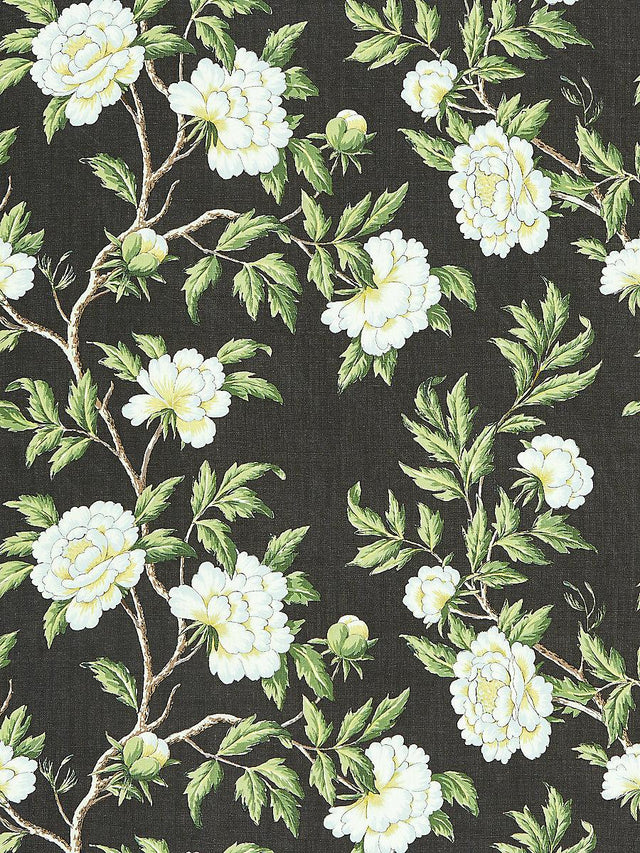 Scalamandre Peonia Linen Print Onyx Fabric