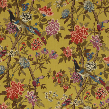 G P & J Baker HYDRANGEA BIRD OCHRE Fabric