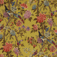 G P & J Baker HYDRANGEA BIRD MUSTARD/MAUVE Fabric