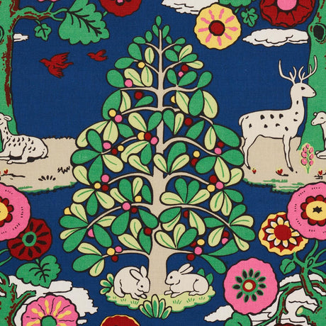 Schumacher Fantasy Forest Blue & Multi Fabric