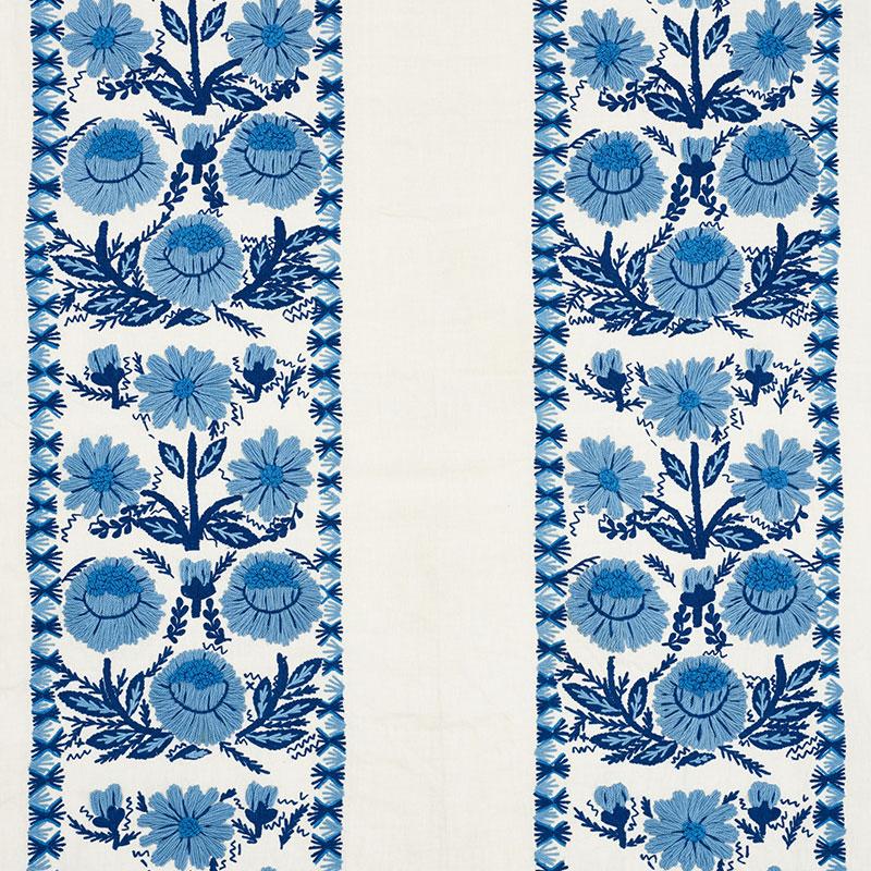 Schumacher Marguerite Embroidery Sky Fabric