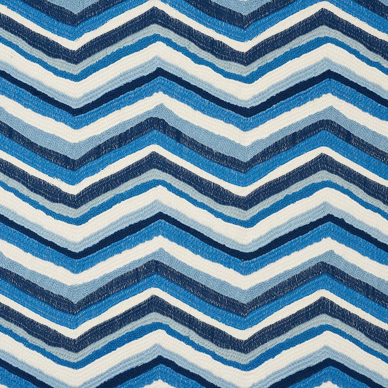 Schumacher Shasta Embroidery Blue Fabric