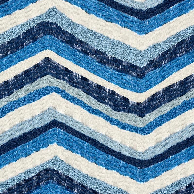 Schumacher Shasta Embroidery Blue Fabric