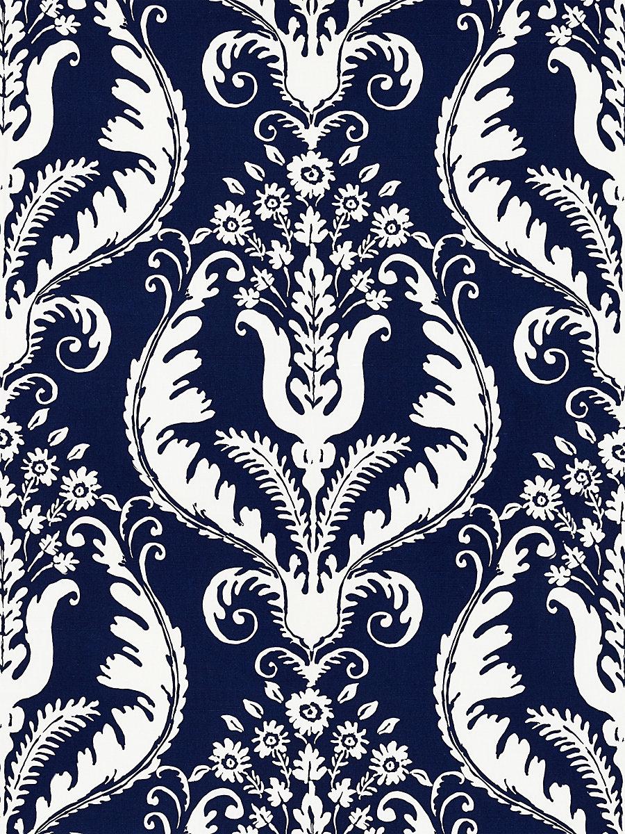 Scalamandre Primavera Linen Print Navy Fabric