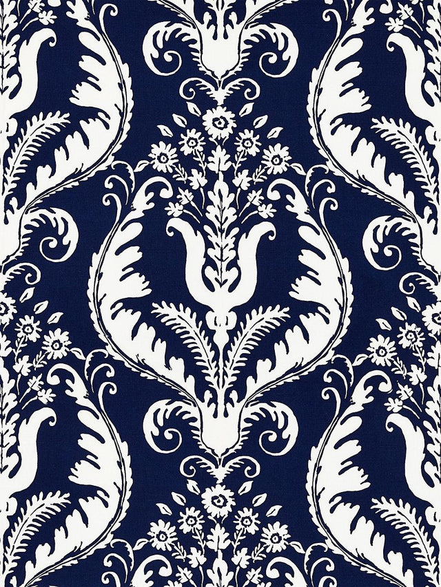 Scalamandre Primavera Linen Print Navy Fabric