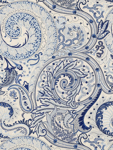 Scalamandre Malabar Paisley Embroidery Porcelain Fabric