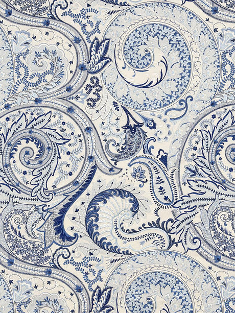 Scalamandre Malabar Paisley Embroidery Porcelain Fabric