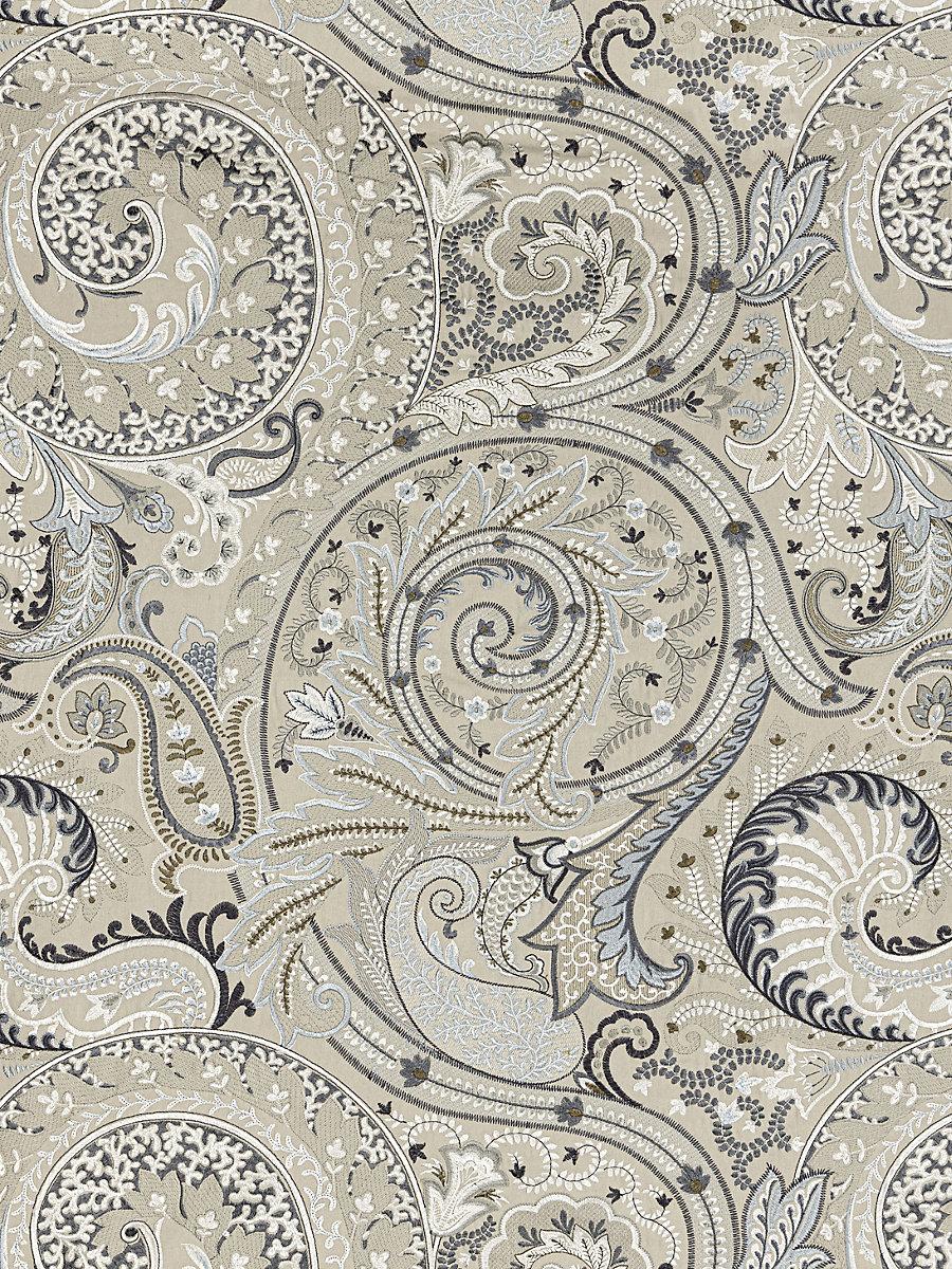 Scalamandre Malabar Paisley Embroidery Flax Fabric