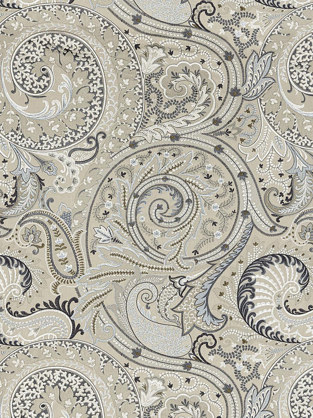 Scalamandre Malabar Paisley Embroidery Flax Fabric