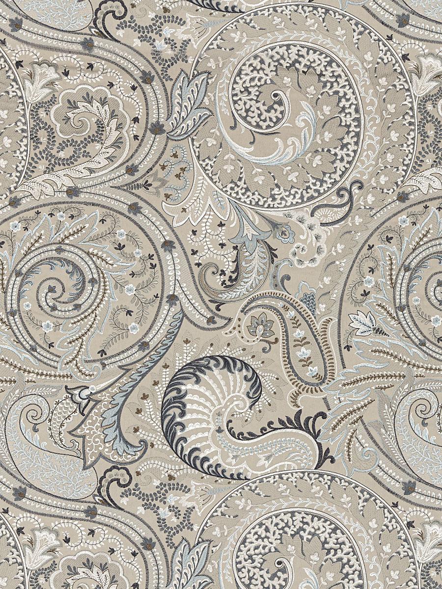 Scalamandre Malabar Paisley Embroidery Flax Fabric