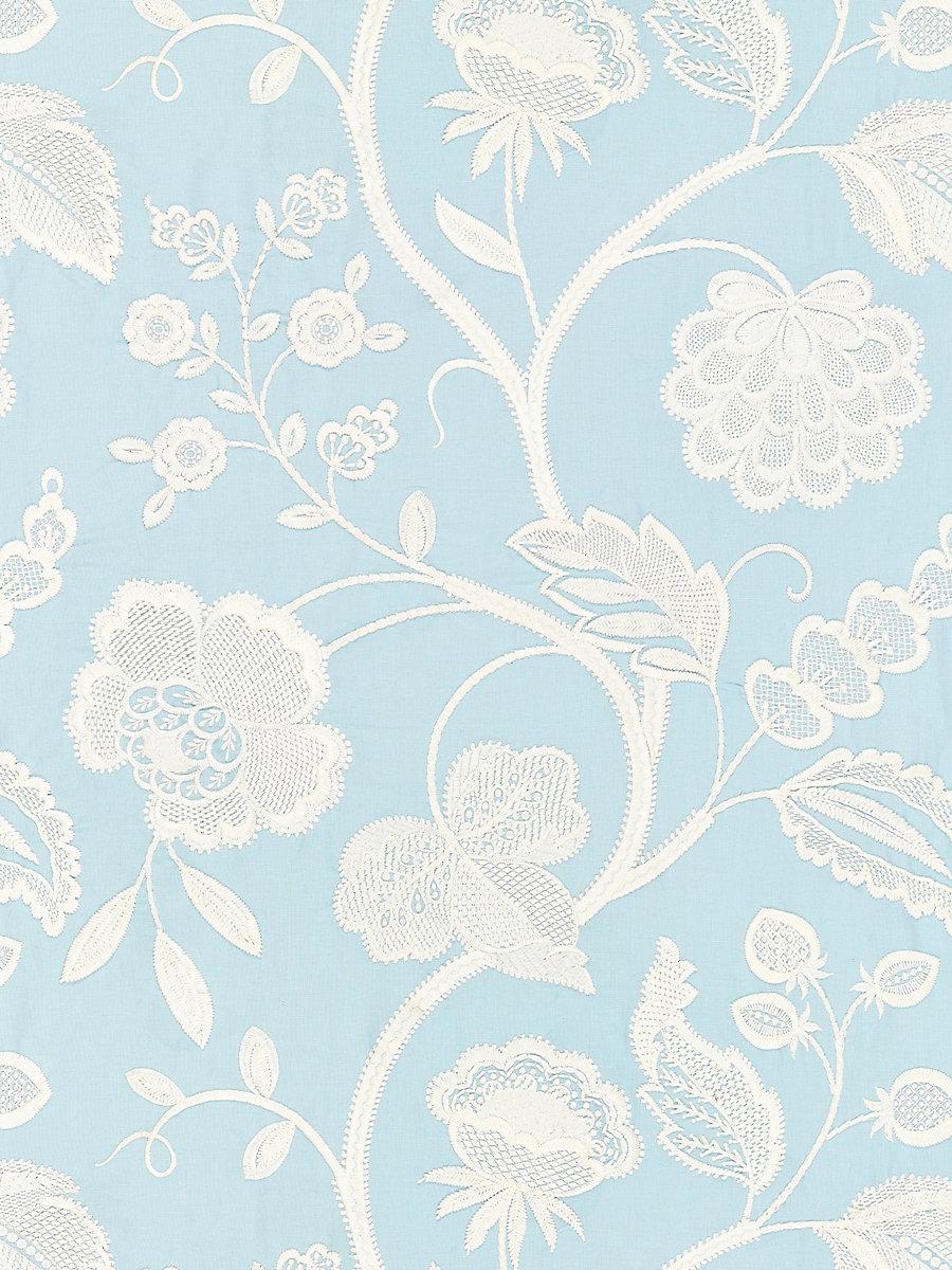 Scalamandre Kensington Embroidery Sky Fabric