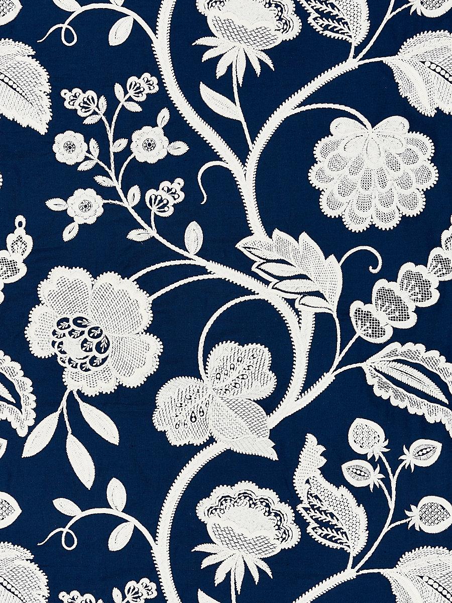 Scalamandre Kensington Embroidery Navy Fabric