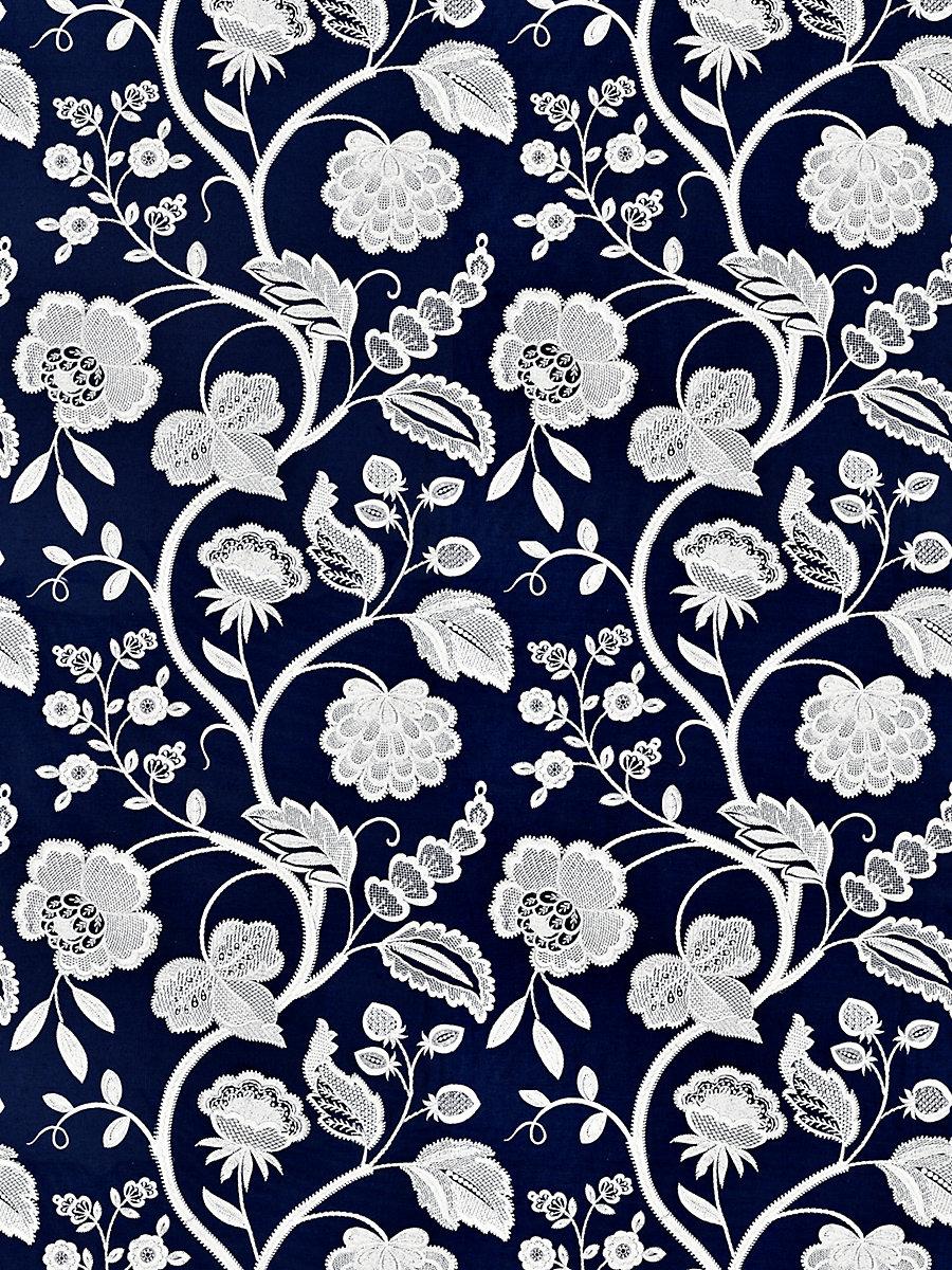 Scalamandre Kensington Embroidery Navy Fabric