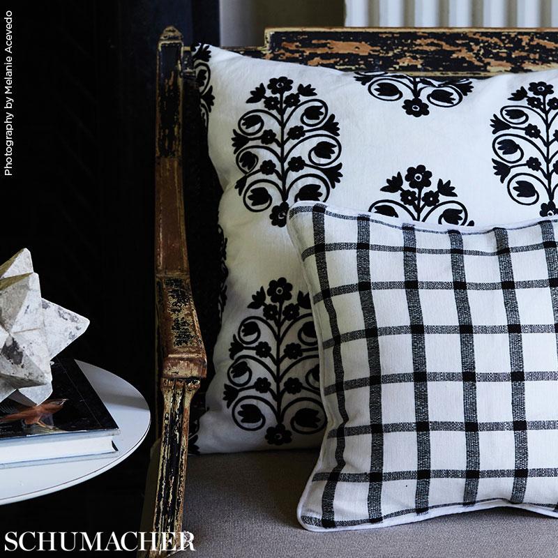 Schumacher Talitha Embroidery Blackwork Fabric