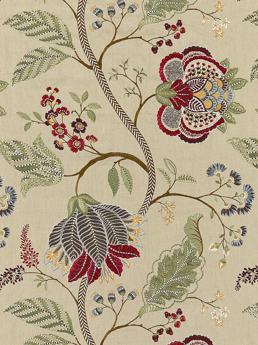 Scalamandre Palampore Embroidery Cinnamon Fabric