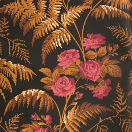 Cole & Son Rose Cerise/B Orange/Black Wallpaper