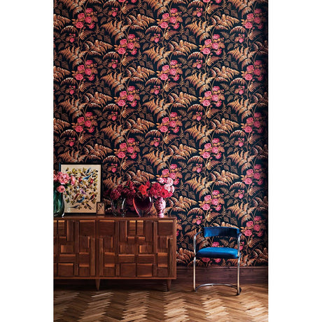 Cole & Son ROSE CERISE/B ORANGE/BLACK Wallpaper