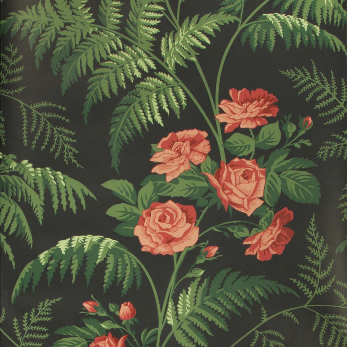 Cole & Son Rose Red/L Green/Charcoal Wallpaper
