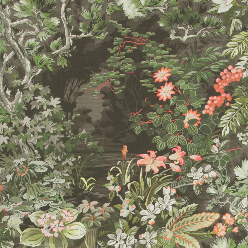 Cole & Son WOODLAND CORAL/OLIVE/CHAR Wallpaper