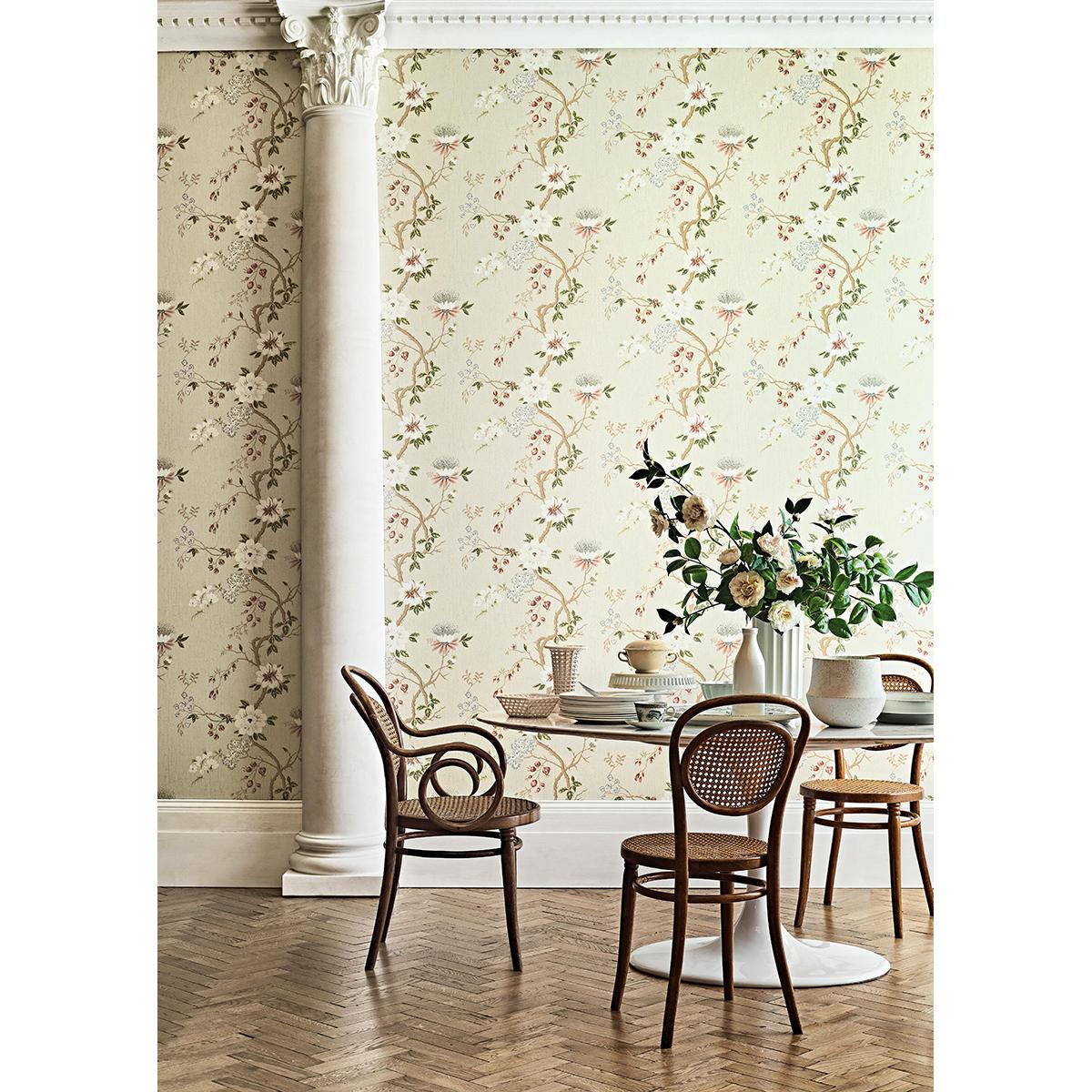 Cole & Son CAMELLIA WHITE/RED/CHARCO Wallpaper