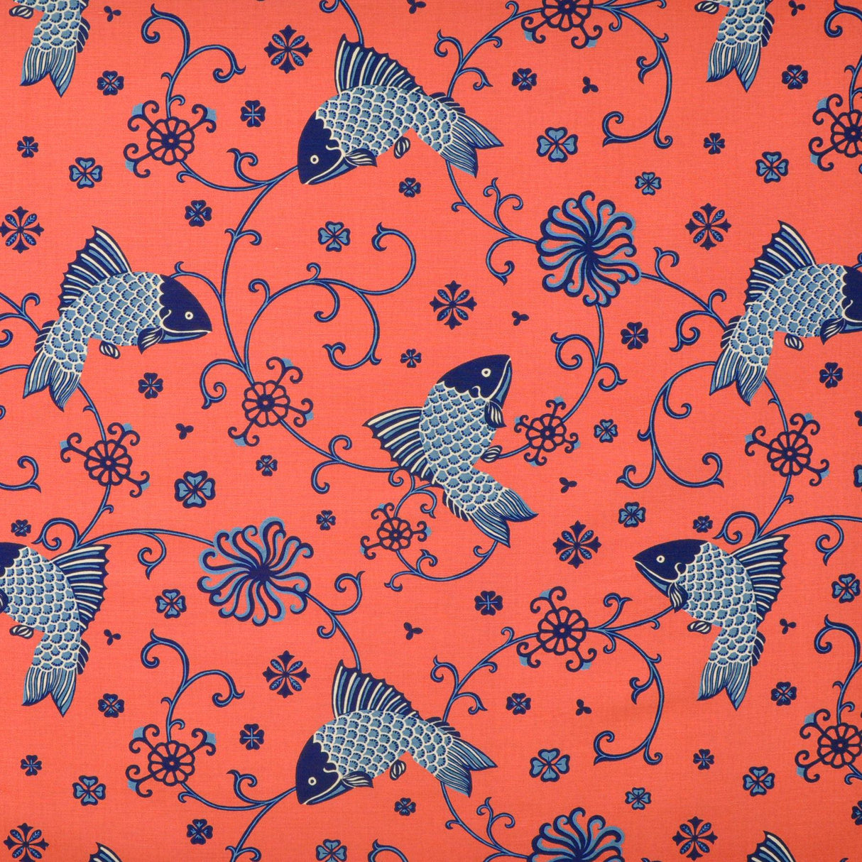 Lee Jofa ORIENTAL FISHES INDIGO Fabric